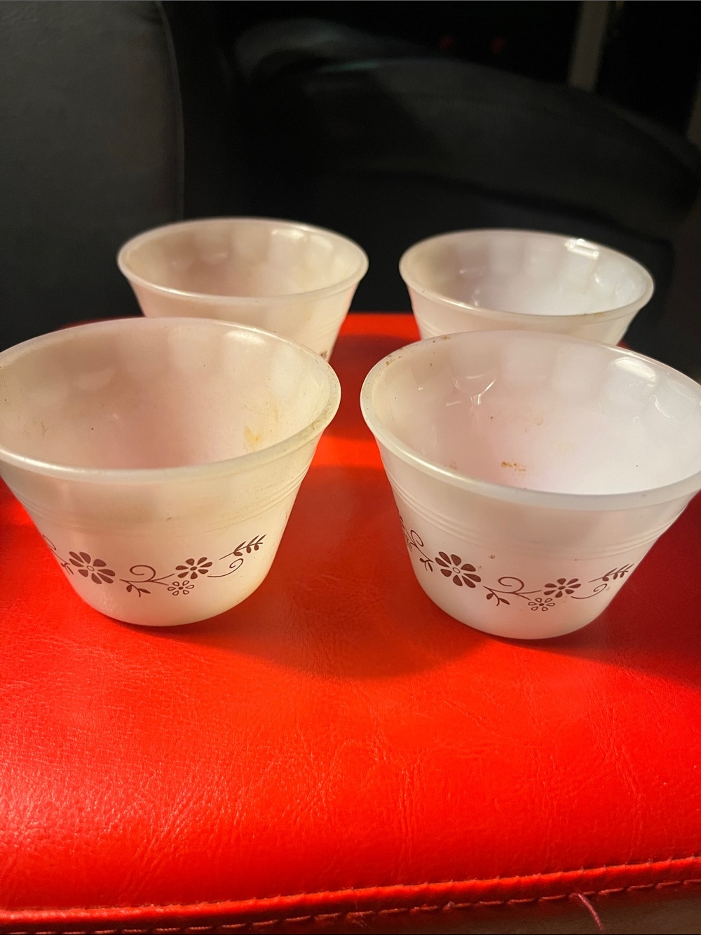 Custard Cups, Dynaware, Pyr-O-Rey, Vintage,Milk Glass 1960's,